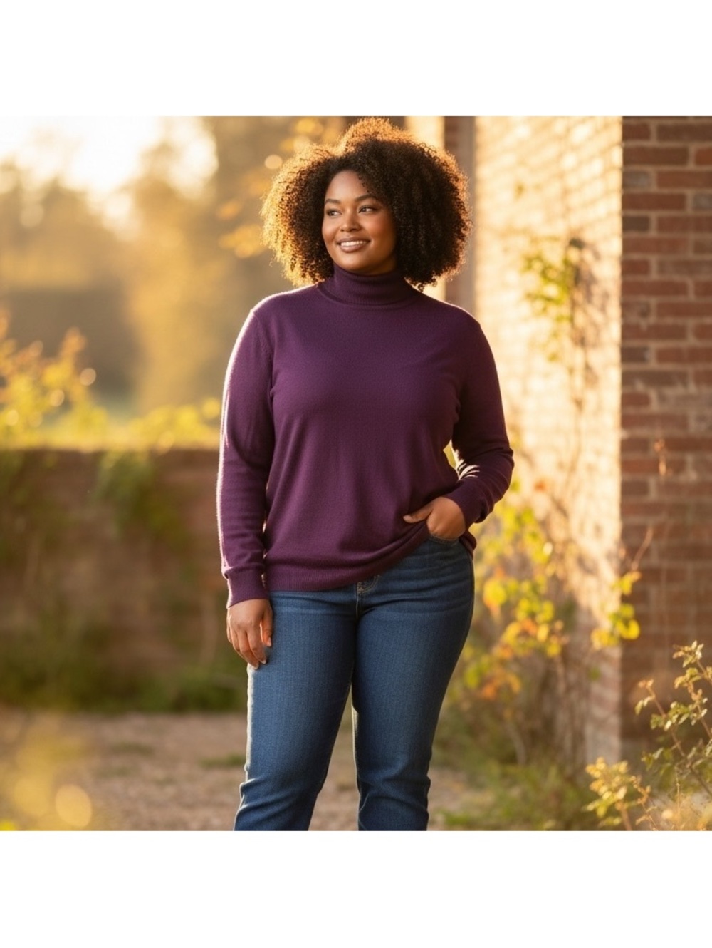 August Silk Womens 3X Purple 100% Silk Turtleneck Sweater Long Sleeve Plus Size